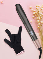 2-in-1 hair straightener and crimper with ceramic plates and LCD temperature display