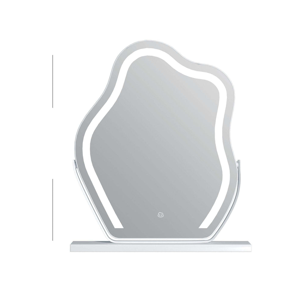 LED vanity makeup mirror with adjustable lights, wall mount, and 10X magnifying mirror