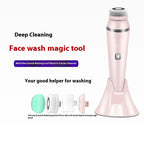 4-in-1 waterproof rechargeable facial cleansing brush with rotating and ultrasonic cleaning