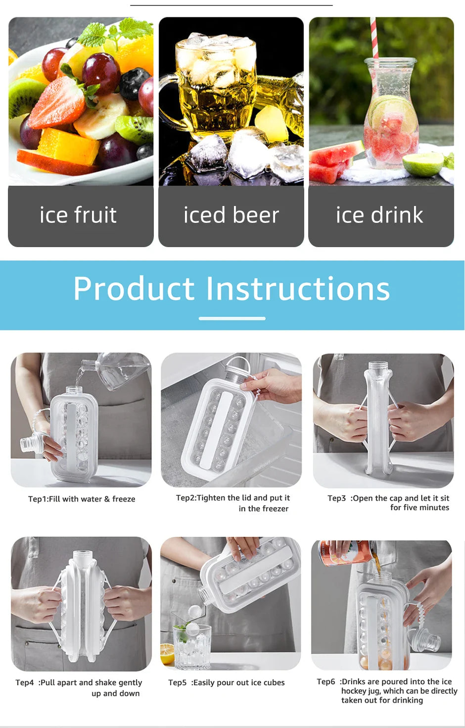 2 In 1 Portable Silicone Ice Ball Maker