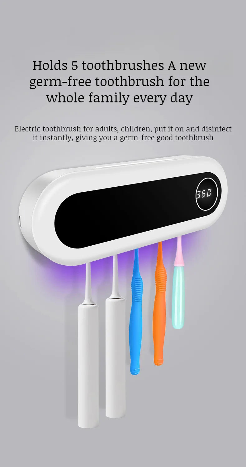 Household nopunch wallmounted toothbrush sanitizer UV disinfectant toothbrush holder sanitizer