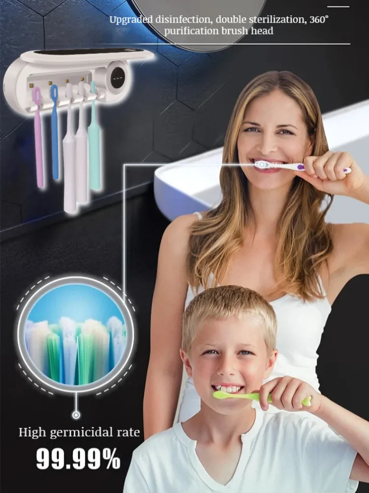 Household nopunch wallmounted toothbrush sanitizer UV disinfectant toothbrush holder sanitizer