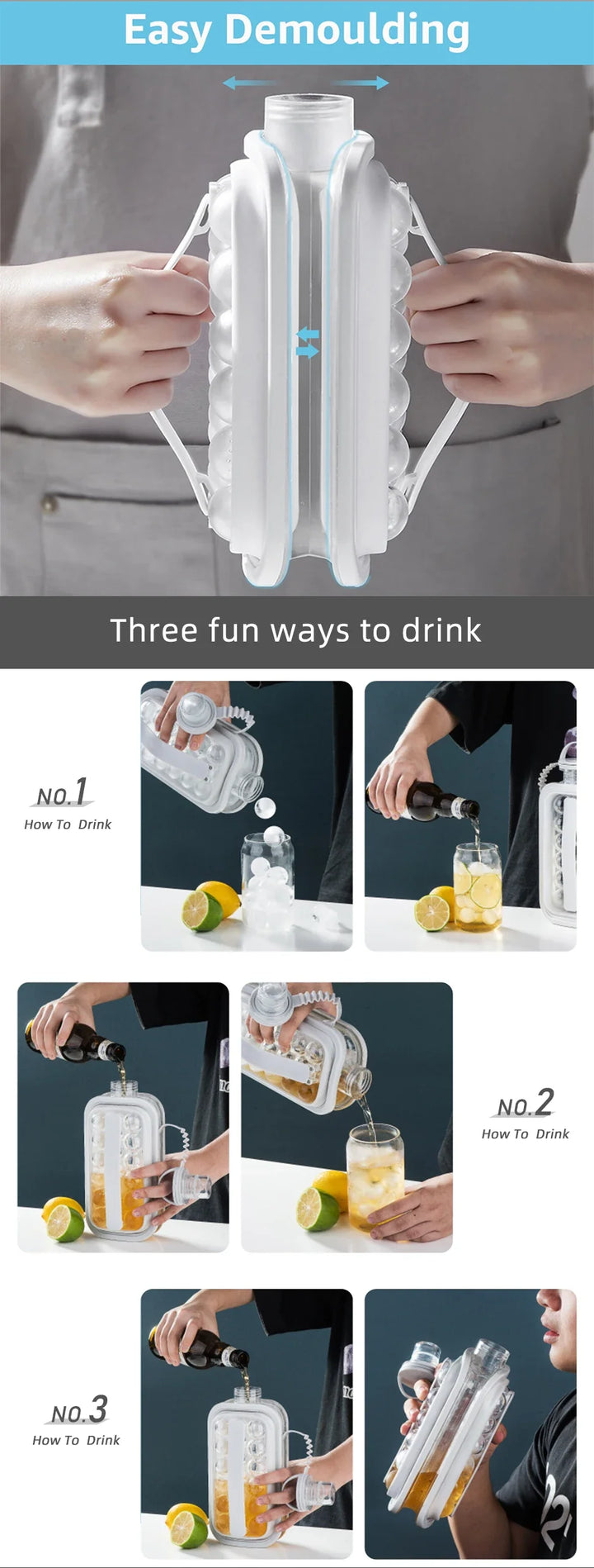 2 In 1 Portable Silicone Ice Ball Maker