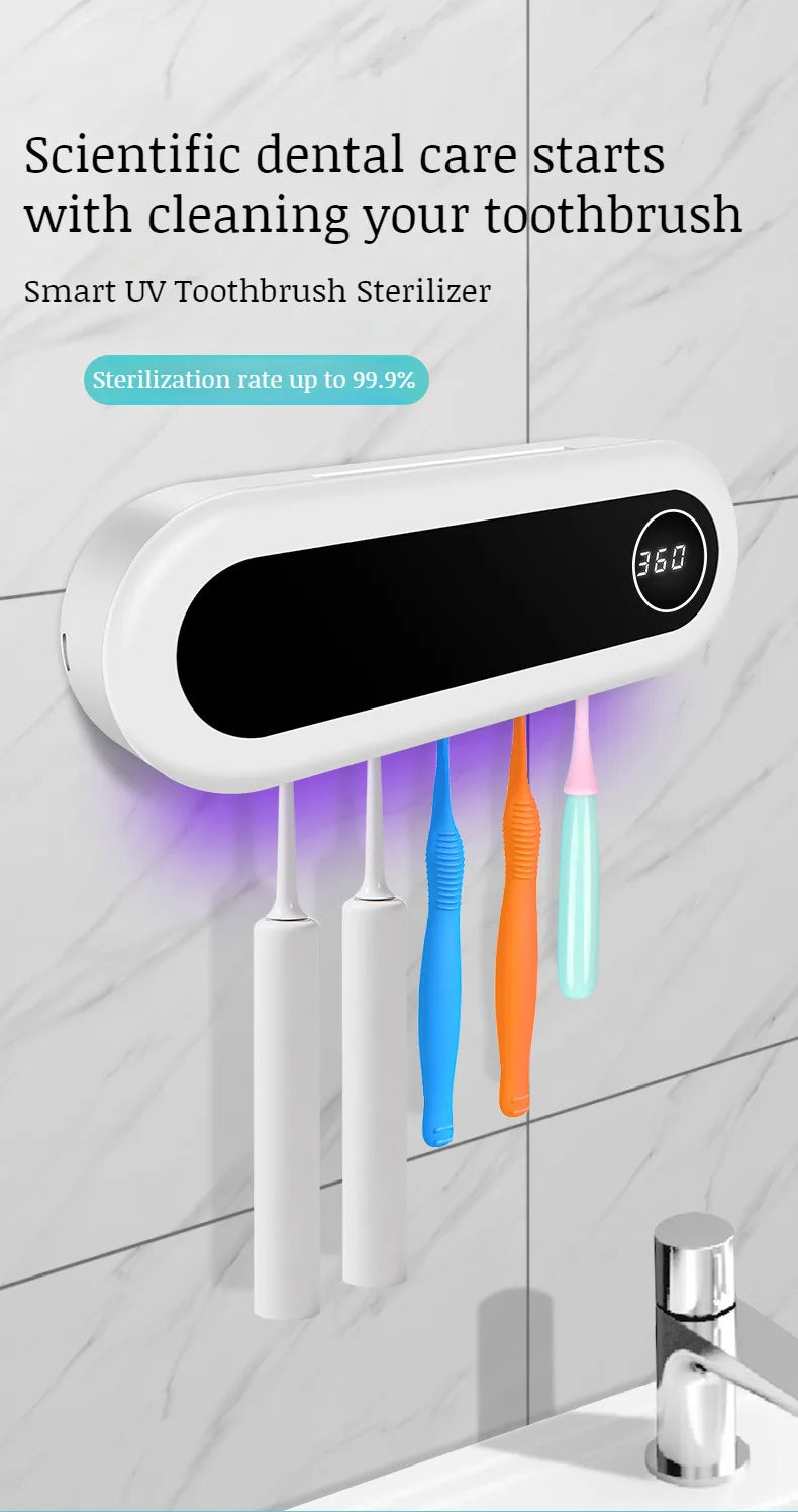 Household nopunch wallmounted toothbrush sanitizer UV disinfectant toothbrush holder sanitizer