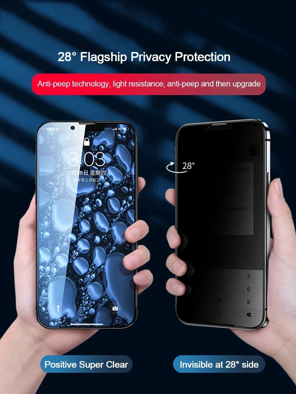 Anti Spy Peep Tempered Glass Screen Protector