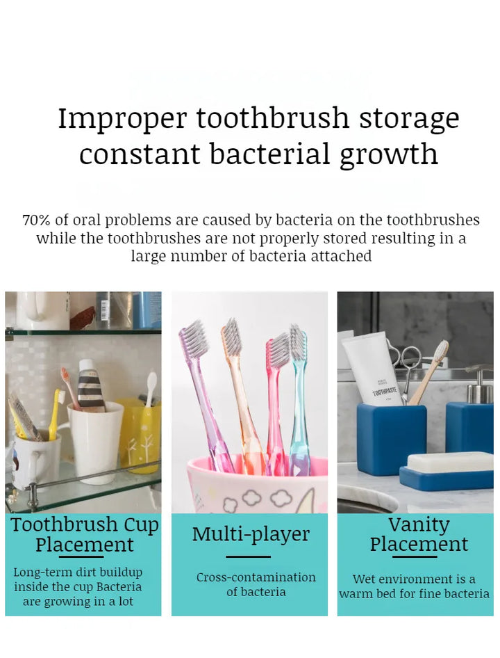 Household nopunch wallmounted toothbrush sanitizer UV disinfectant toothbrush holder sanitizer