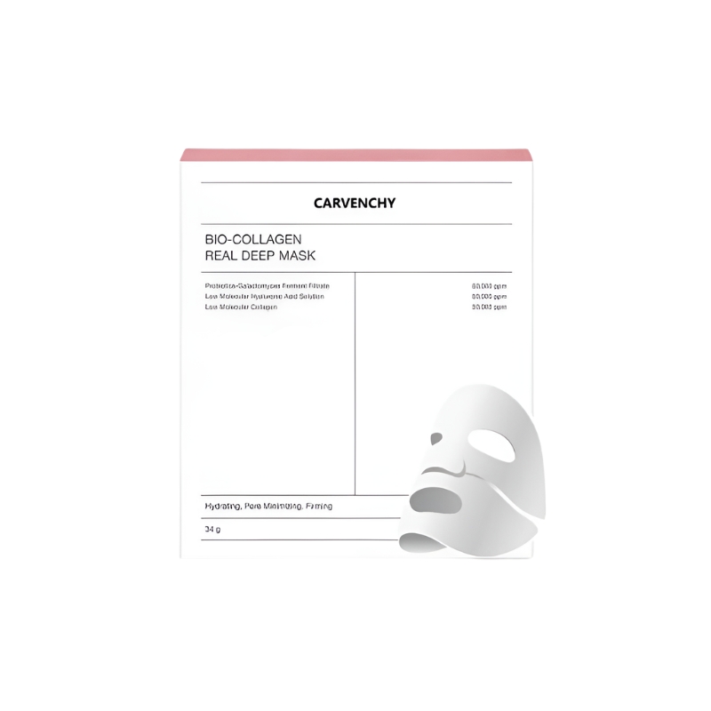 Carvenchy Bio-Collagen Real Deep Mask packaging with a white background