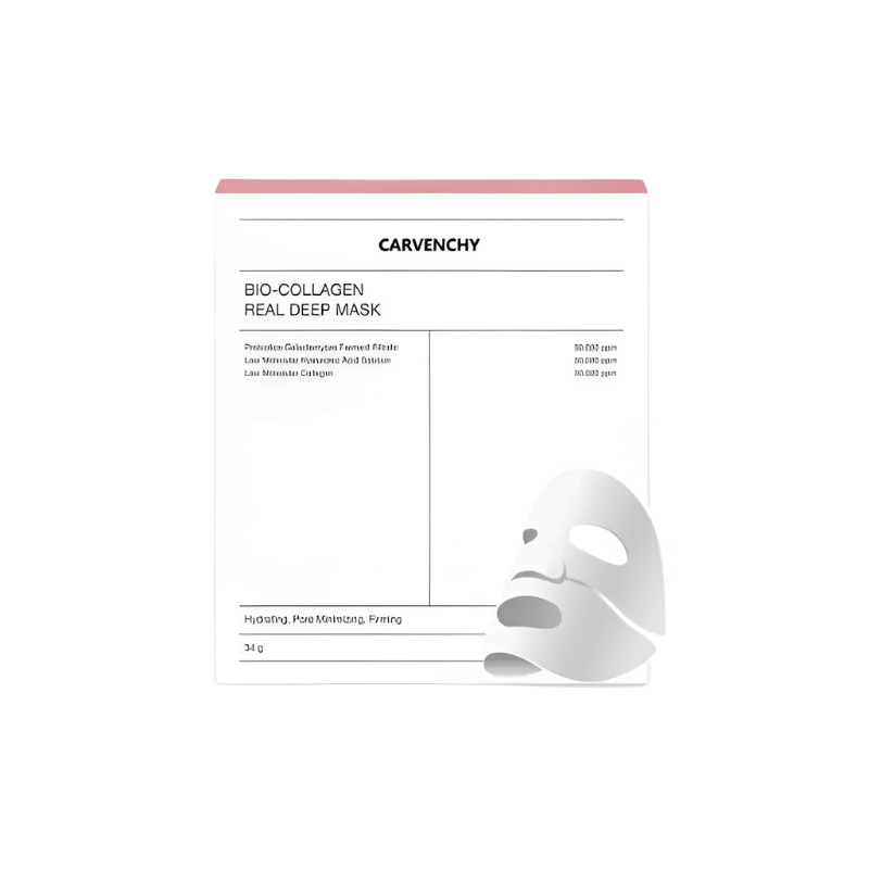 Carvenchy Bio-Collagen Real Deep Mask packaging with a white background