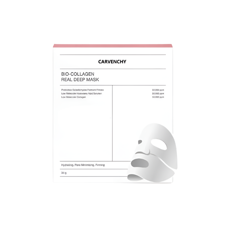 Carvenchy Bio-Collagen Real Deep Mask packaging with a white background