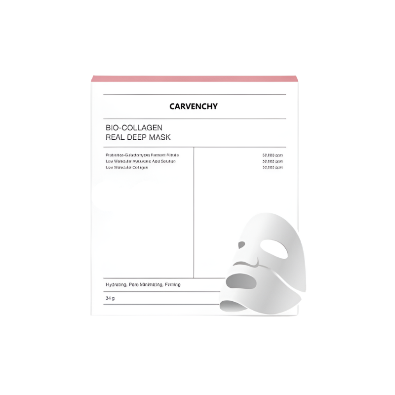 Carvenchy Bio-Collagen Real Deep Mask packaging with a white background