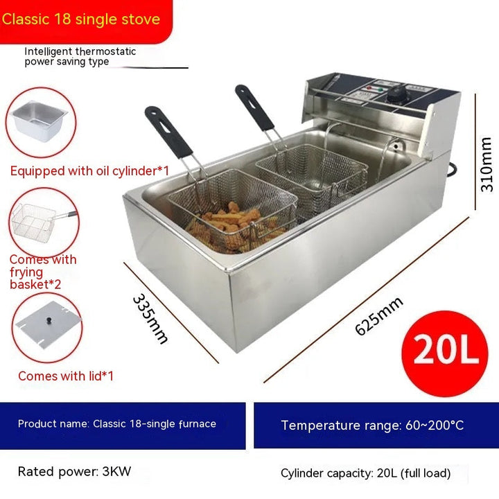 Commercial Stainless Steel Deep Frying Pan with temperature control for professional kitchens