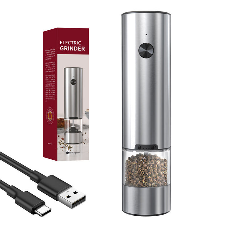 Electric Pepper Grinder in stainless steel for effortless spice grinding