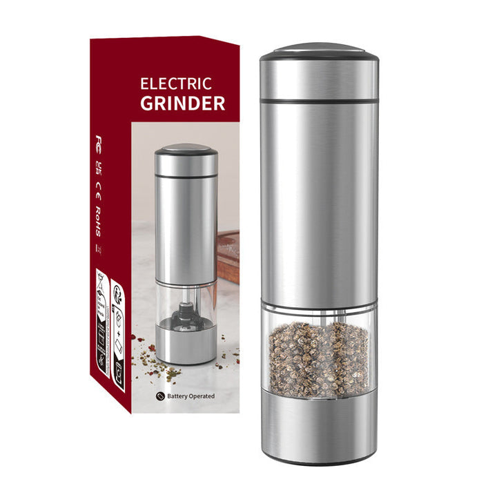 Electric Pepper Grinder in stainless steel for effortless spice grinding