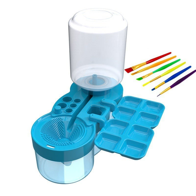 Automatic water brush cleaner in blue, purple, pink, white, and green