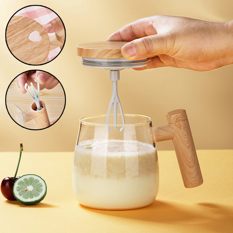 Self-Stirring Coffee Mug in clear borosilicate glass