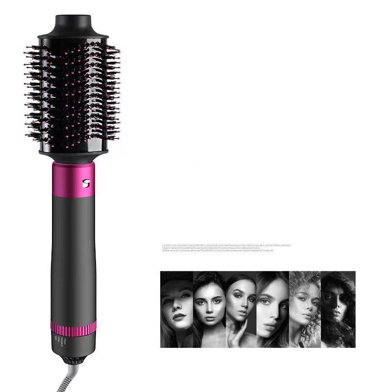 5-in-1 hair dryer styling brush with interchangeable curling and straightening heads