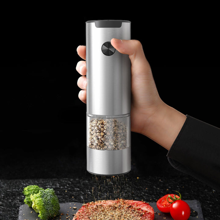 Electric Pepper Grinder in stainless steel for effortless spice grinding