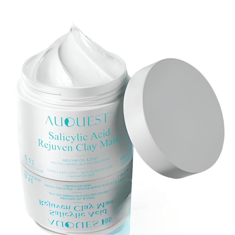 Aliquest Salicylic Acid Rejuven Clay Mask with open lid on a white background