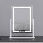 Desktop LED light makeup mirror with metal frame in white, black, or rose gold