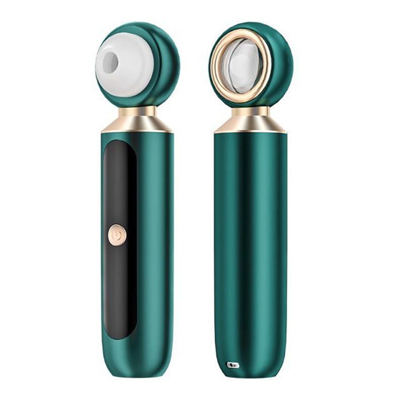 Portable visual blackhead remover with magnifying lens, LED light, and USB suction tips