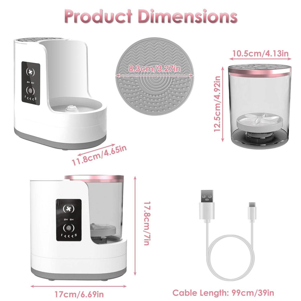 4-in-1 electric makeup brush cleaner with UV light and drying feature