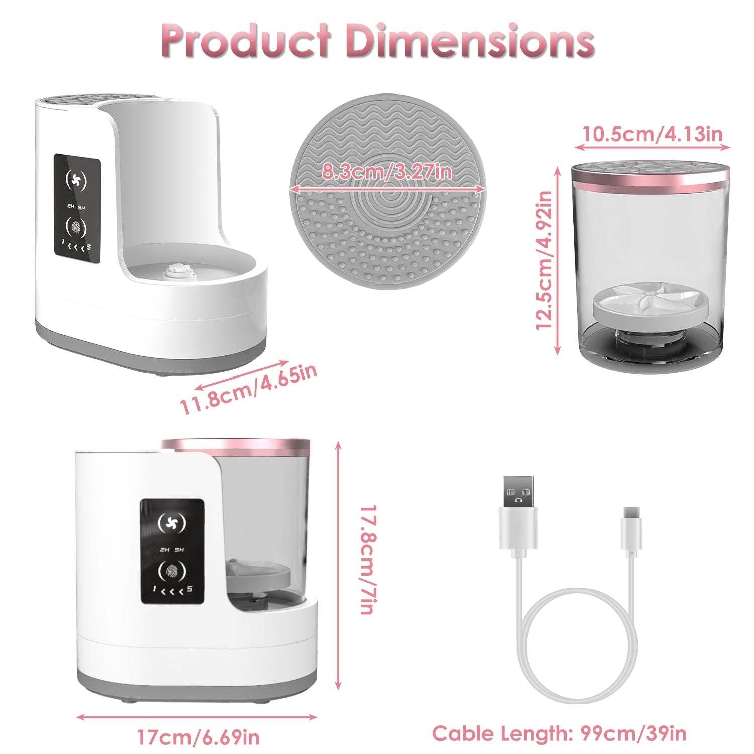 4-in-1 electric makeup brush cleaner with UV light and drying feature