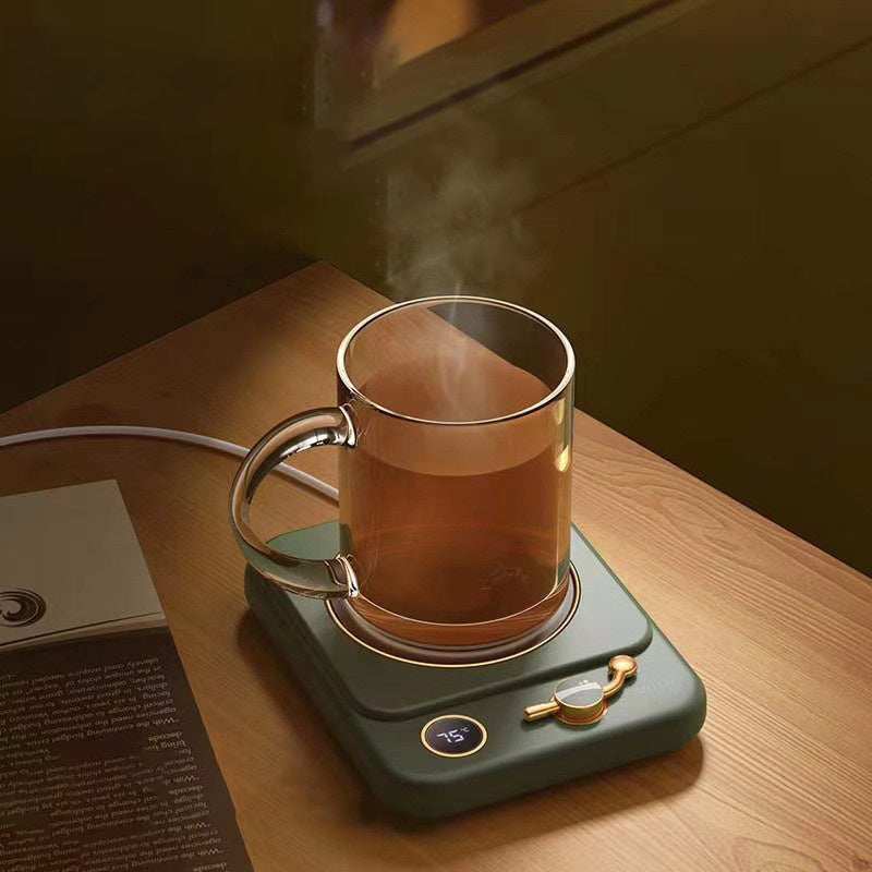 Milk Heating Insulation Base, digital display warming coaster for hot drinks like milk, tea, and coffee.