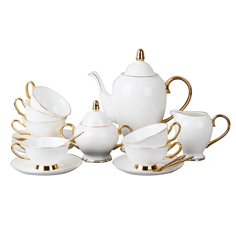 Western Style Bone China Coffee Set – Hand-Painted with Gold Accents