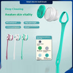 Electric rotating bath brush cleaner with massage head in white, purple, and green