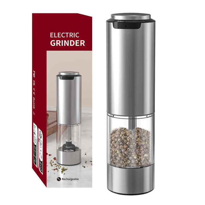 Electric Pepper Grinder in stainless steel for effortless spice grinding