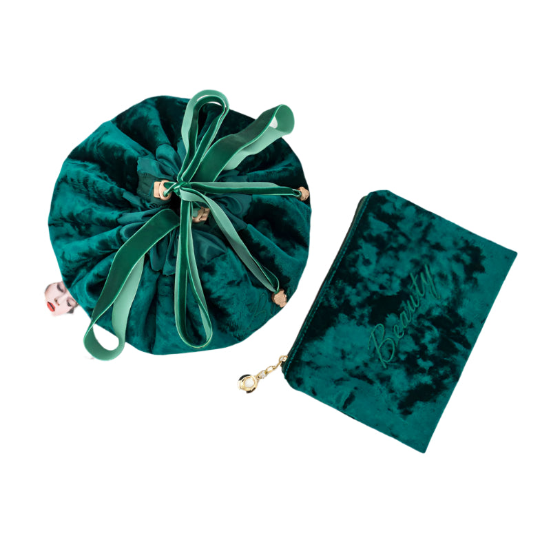 Simple Non-Woven Fabric Cosmetic Bag in Malachite green