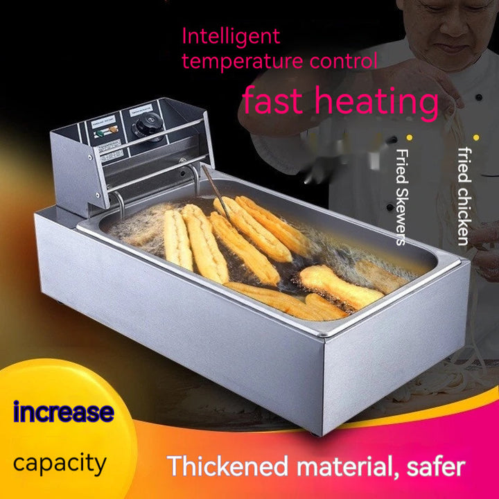 Commercial Stainless Steel Deep Frying Pan with temperature control for professional kitchens