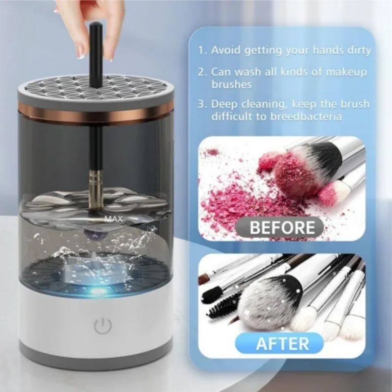 USB automatic makeup brush cleaner with rotating electric brush washing design