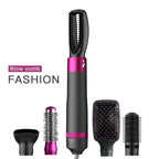 5-in-1 hair dryer styling brush with interchangeable curling and straightening heads