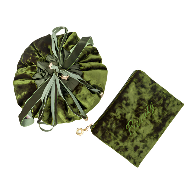 Simple Non-Woven Fabric Cosmetic Bag in Malachite green