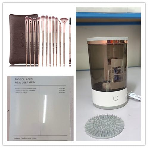 Portable electric makeup brush cleaner with USB charging for eyeshadow, blush, and powder brushes