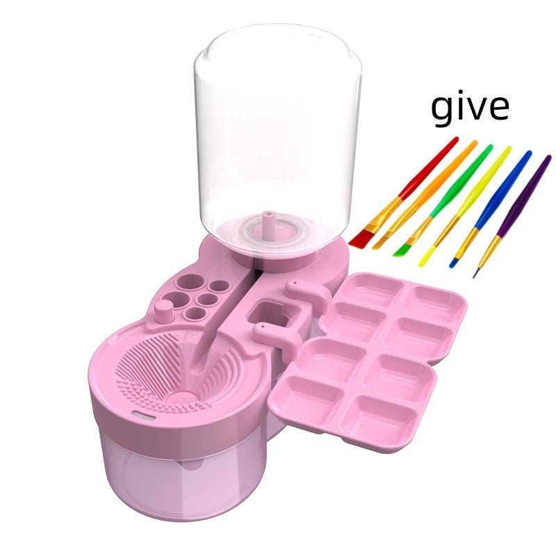 Automatic water brush cleaner in blue, purple, pink, white, and green