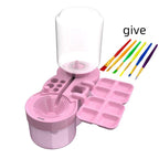 Automatic water brush cleaner in blue, purple, pink, white, and green